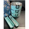 Image 2 : Lot of 1 Stackable 3-Layer Bento Lunch Box w/ Insulated Carrying Bag & Cutlery Set - Brand New