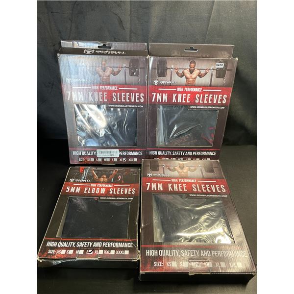 Lot of 4 Packs of Ironbull Knee Sleeves/Elbow Sleeves for Weightlifting - Brand New