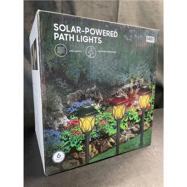 Lot of 1 Box of LED Solar-Powered Pathway Lawn/Garden Lights - 6 Pack - Brand New