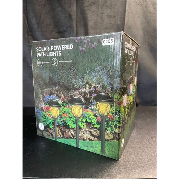 Lot of 1 Box of LED Solar-Powered Pathway Lawn/Garden Lights - 6 Pack - Brand New