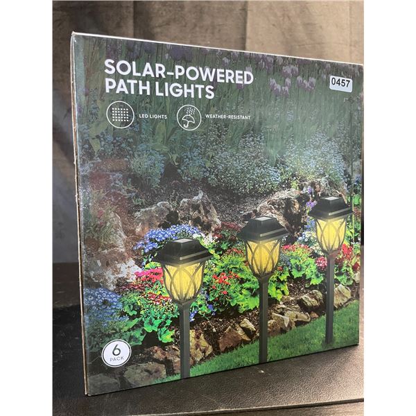Lot of 1 Box of LED Solar-Powered Pathway Lawn/Garden Lights - 6 Pack - Brand New