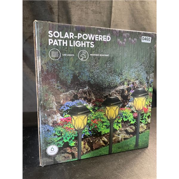 Lot of 1 Box of LED Solar-Powered Pathway Lawn/Garden Lights - 6 Pack - Brand New