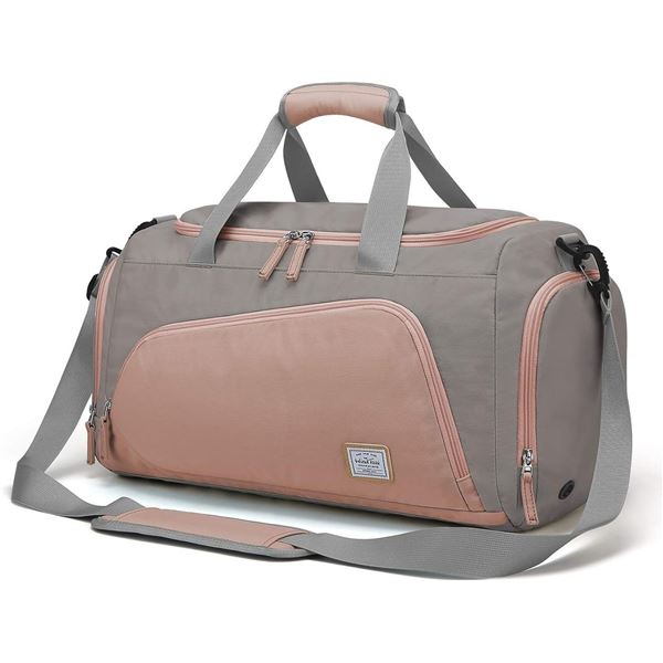 Lot of 1 Windtook 40L Gym Bag/Sports Duffel Travel Bag - 21 x 11 inch - Pink/Grey - Brand New!