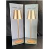 Image 1 : Lot of 2 Rechargeable Touch Dimming LED Table Lamps - Gold - 15 inch - Brand New!