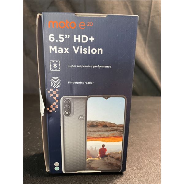 Lot of 1 Motorola e20 6.5" HD+ Max Vision Android Smartphone - Brand New!