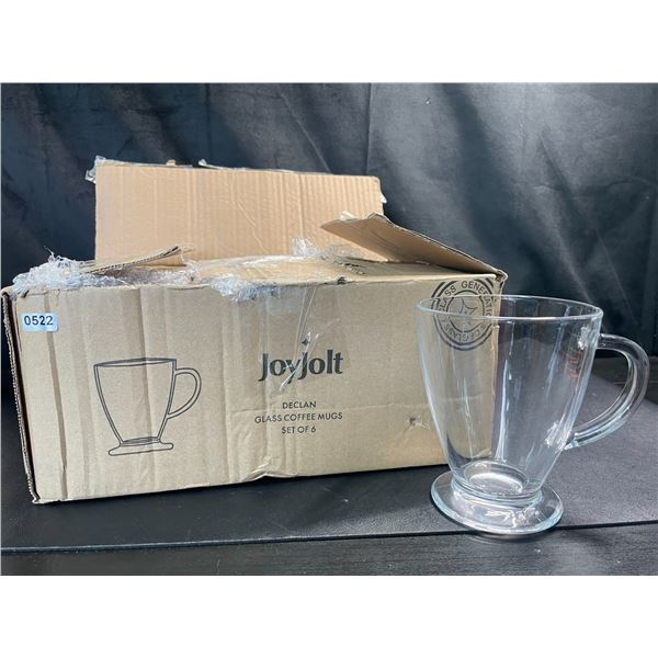 Lot of 1 Box of JoyJolt Declan Glass Coffee Mugs - Set of 6