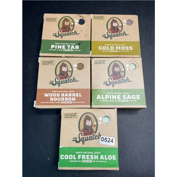 Lot of 5 Bars of Dr.Squatch Men's Natural Soap - Various Scents - Brand New!