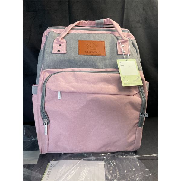 Lot of 1 KeaBabies Diaper Bag Backpack - Brand New! Pink/Grey