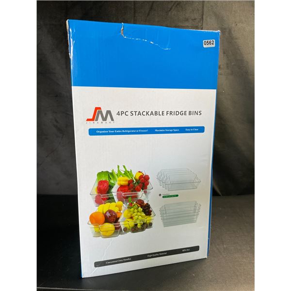 Lot of 1 Box of 4PC Stackable Fridge Storage Bins - Brand New!