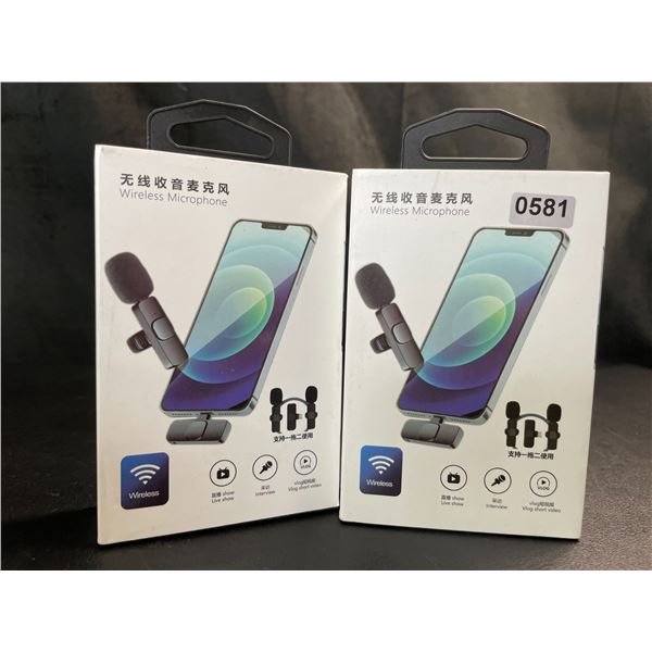 Lot of 2 Wireless Lavalier Microphones - Brand New