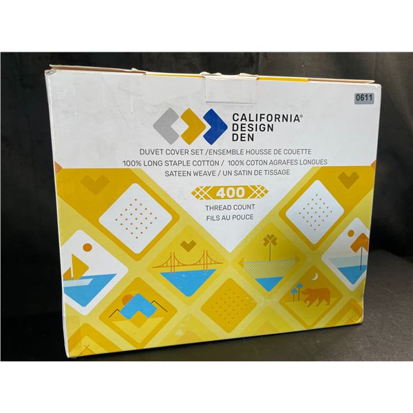 Lot of 1 California Design Den 400 Thread Count King Size Duvet Cover Set - Bright White - Brand New