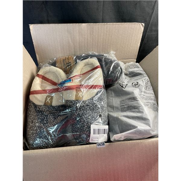 Lot of 1 Box Full of Assorted Slippers - Brand New! (15 x 12 inch Box Size)