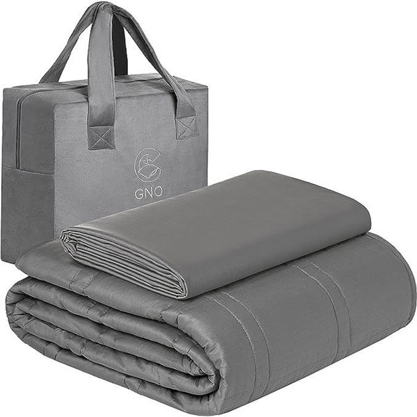 Lot of 1 GnO Premium Adult 15LB Weighted Blanket - Dark Grey w/ Bamboo Cover - Brand New
