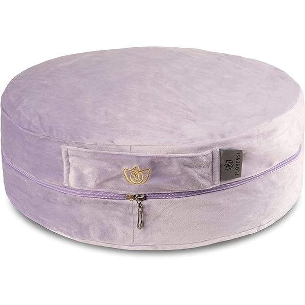 Lot of 1 Florensi Meditation/Yoga Cushion Pillow - Ultra Soft Velvet Cover - Brand New (Purple)