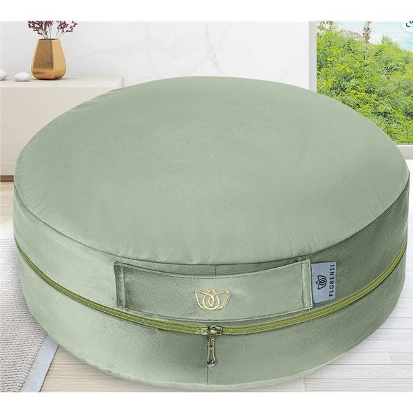 Lot of 1 Florensi Meditation/Yoga Cushion Pillow - Ultra Soft Velvet Cover - Brand New (Green)
