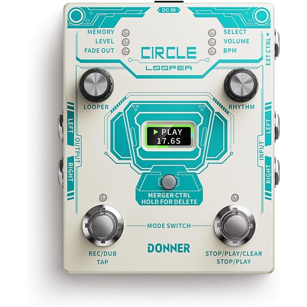 Lot of 1 Donner Circle Looper Guitar Pedal with Drum Machine Time Display - BRAND NEW!!