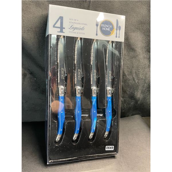 Lot of 1 Set of 4 Stainless Steel Laguiole French Home Steak Knives - Brand New