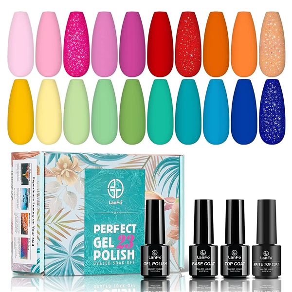 Lot of 1 Lanfo 23-Colour Perfect Gel Nail Polish Set - Brand New!
