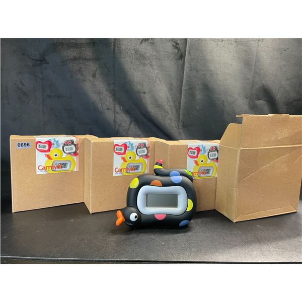 Lot of 4 Carnival LCD Alarm Clocks - Brand New - Duck Design