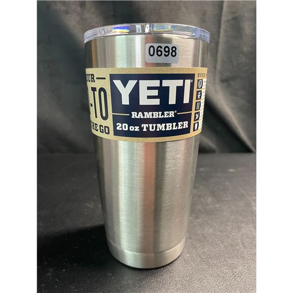 Lot of 1 YETI Rambler 20oz Tumbler - Silver - Brand New!