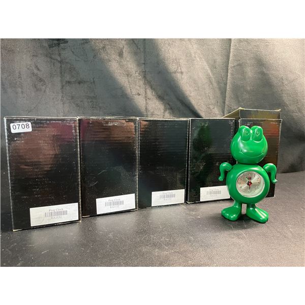 Lot of 5 Frog Clocks/Ornaments - Brand New