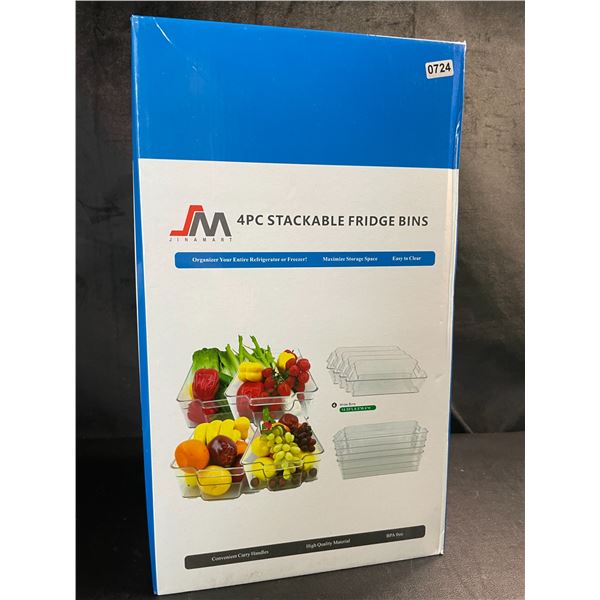 Lot of 1 Box of 4PC Stackable Fridge Storage Bins - Brand New!