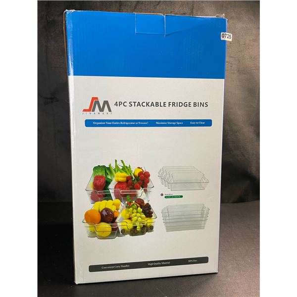 Lot of 1 Box of 4PC Stackable Fridge Storage Bins - Brand New!