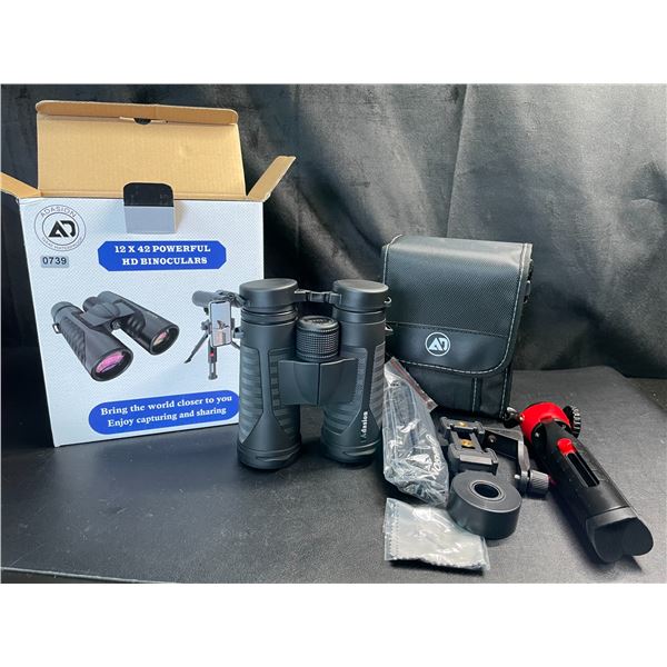 Lot of 1 Pair of Adasion 12x42 Powerful HD Binoculars - Brand New!