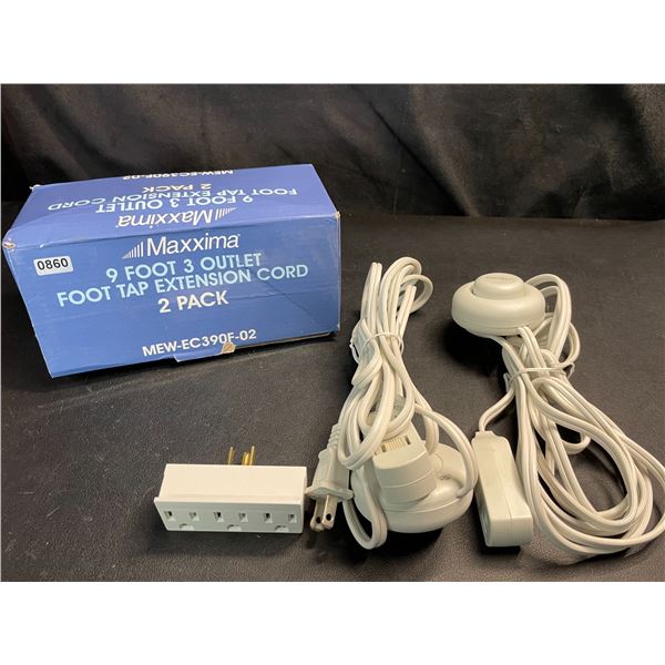 Lot of 1 Maxxima 9-Foot 3-Outlet Foot Tap Extension Cord - 2 Pack
