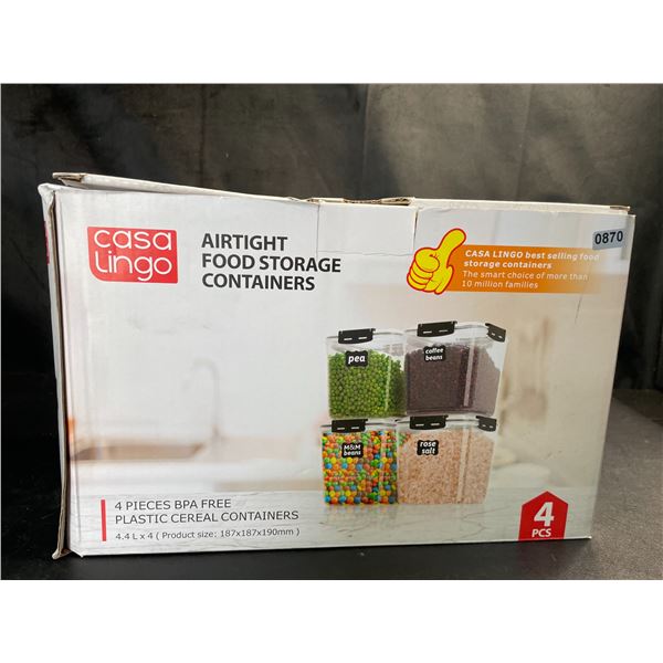 Lot of 1 Box of Casa Lingo Airtight Food Storage Containers - 4PCS - Brand New