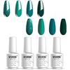 Image 1 : Lot of 2 Vishine Gel Nail Polish Sets - 4x 15ml Bottles - Green/Blue Colours - Brand New!