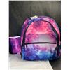 Image 2 : Lot of 2 Backpacks for Girls - Brand New - Galaxy Design & Purple Star - 15inch Size
