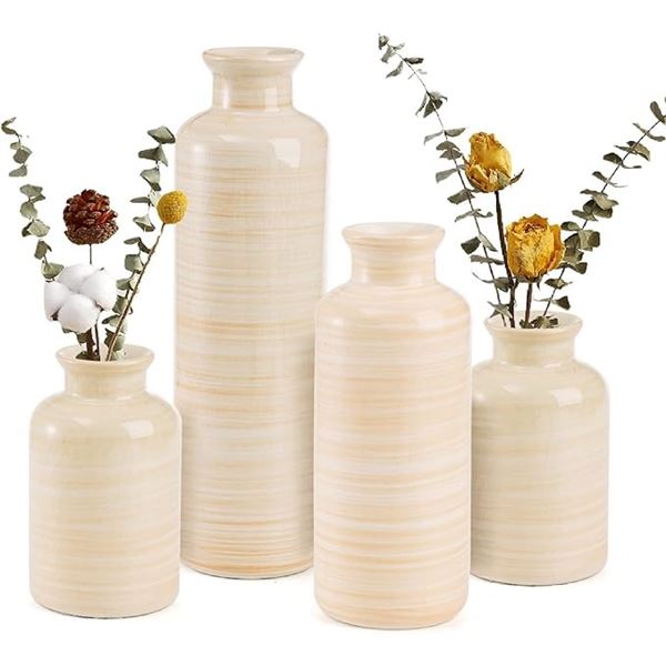 Lot of 2 Boxes of Zoofox Modern Boho Ceramic Vases - 4PCs Per Box/8 Total - Brand New