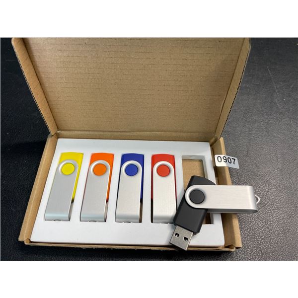 Lot of 1 Box of Colorful USB Flash Drives - 128GB Each - 5 PCS - Brand New