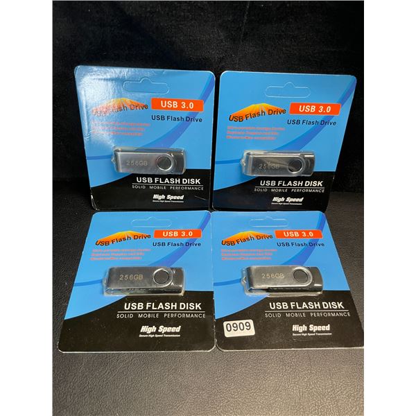 Lot of 4 USB 3.0 Flash Drives - 256GB Each - Brand New!