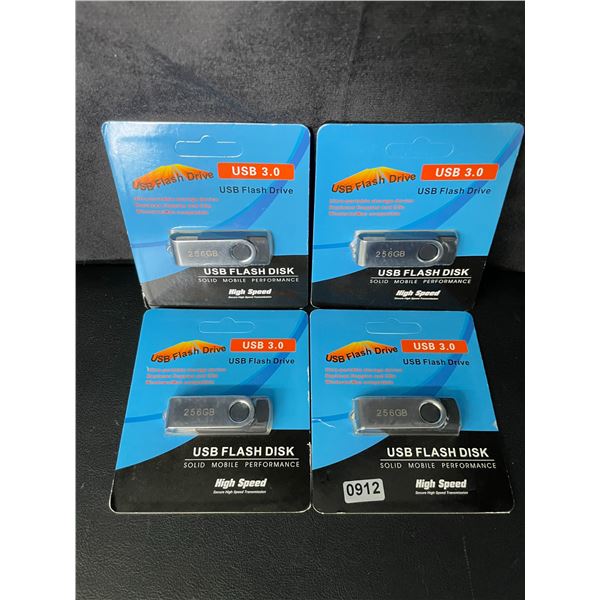 Lot of 4 USB 3.0 Flash Drives - 256GB Each - Brand New!