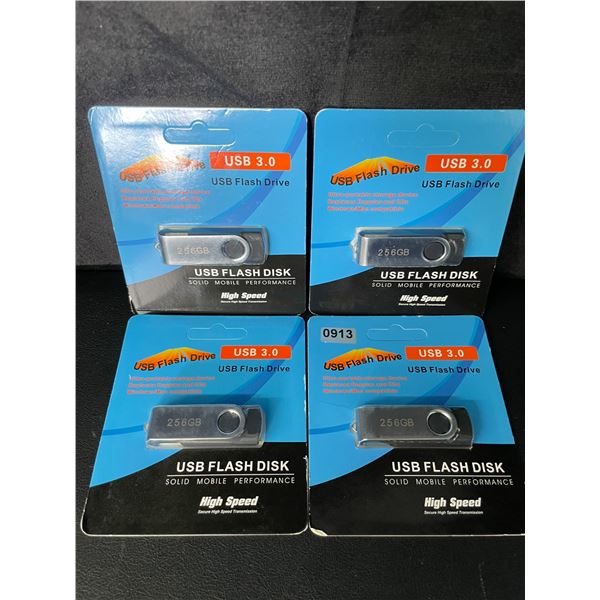 Lot of 4 USB 3.0 Flash Drives - 256GB Each - Brand New!