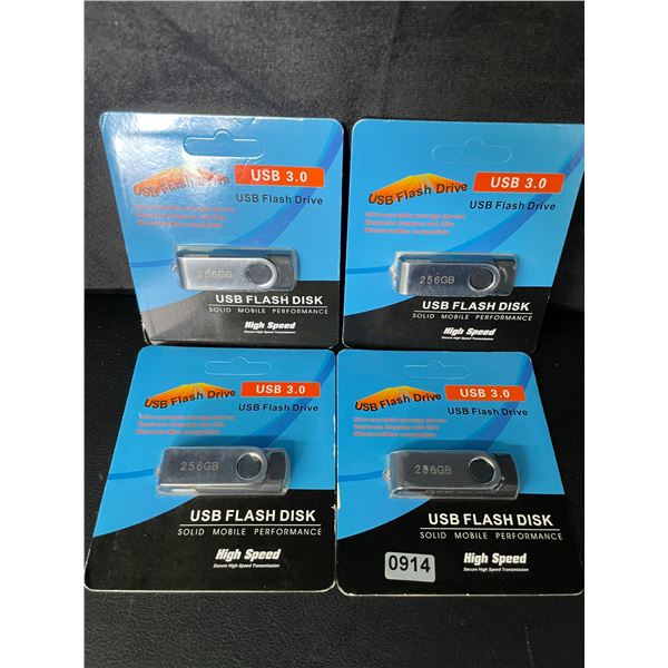 Lot of 4 USB 3.0 Flash Drives - 256GB Each - Brand New!