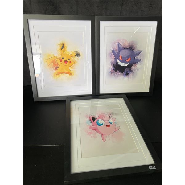 Lot of 3 Pokemon Framed Art Pieces - 12 x 15 Inch Large Size - Brand New