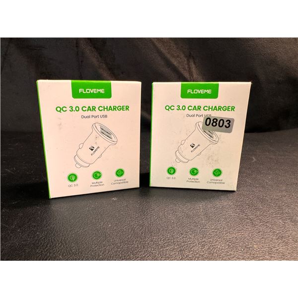 Lot of 2 Floveme Qualcomm 3.0 USB Car Chargers