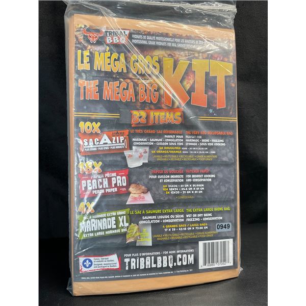 Lot of 1 Tribal BBQ "The Mega Big Kit" 32 PC Professional Grilling/BBQ/Marinating Bag Kit -Brand New
