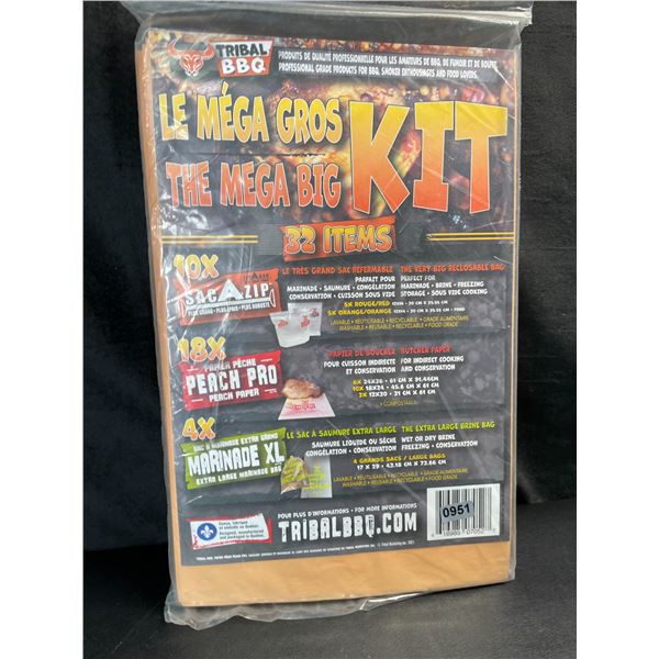 Lot of 1 Tribal BBQ "The Mega Big Kit" 32 PC Professional Grilling/BBQ/Marinating Bag Kit -Brand New