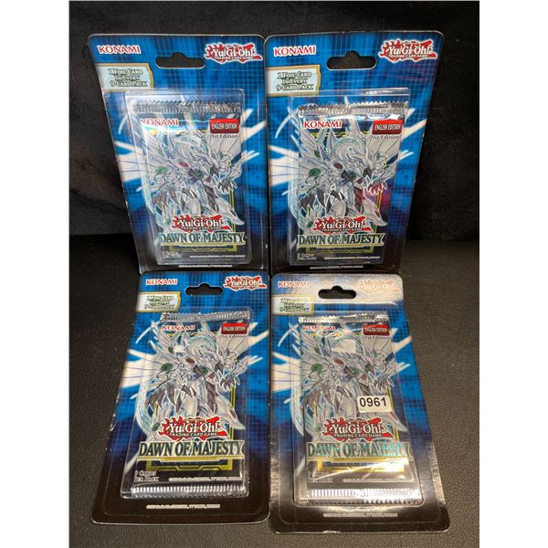 Lot of 4 Authentic Yu-Gi-Oh Booster Packs - Dawn of Majesty - Brand New!