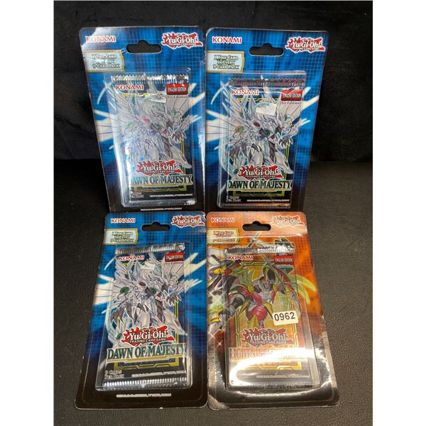 Lot of 4 Authentic Yu-Gi-Oh Booster Packs - Ancient Guardian & Lightning Overdrive - Brand New!