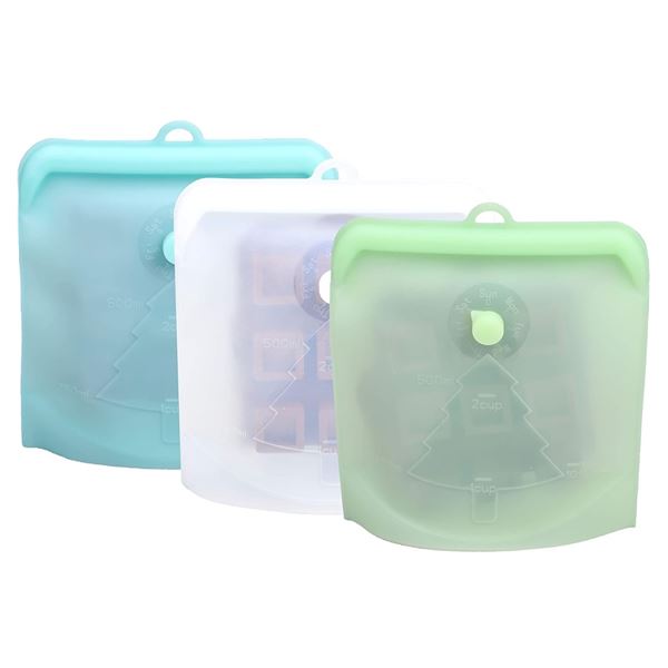 Lot of 1 3R Box of Reusable 3L Silicone Storage Bags - 3 Pack