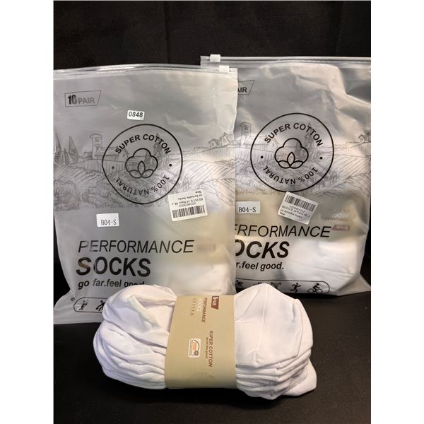 Lot of 2 Packs of Socks - 10 Socks Per Pack