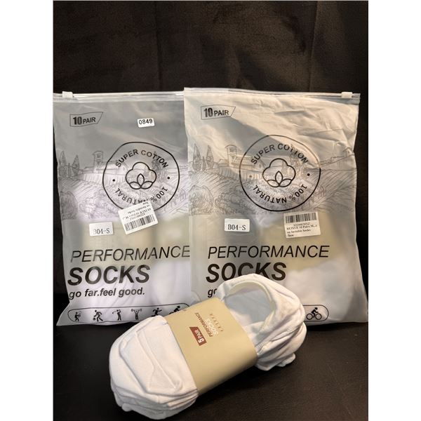 Lot of 2 Packs of Socks - 10 Socks Per Pack