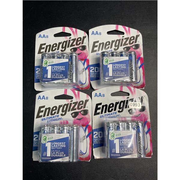Lot of 4 Packs of Energizer Ultimate Lithium AA 8-Pack Batteries - 32 AA Batteries Total! Brand New!