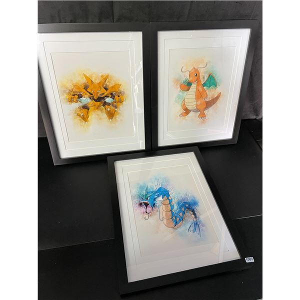 Lot of 3 Pokemon Framed Art Pieces - 12 x 15 Inch Large Size - Brand New