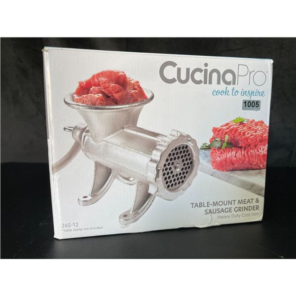 Lot of 1 Cucina Pro Table-Mount Meat & Sausage Grinder